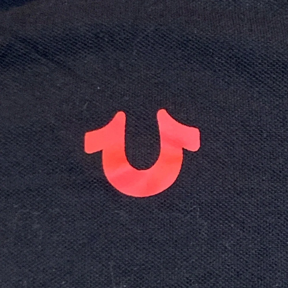 True religion classic polo Black /Red trim & logo Size L